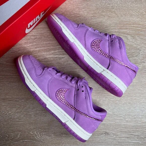Nike Dunk Low PRM MF Rush Fuchsia Custom with Purple Crystals - Picture 5 of 10